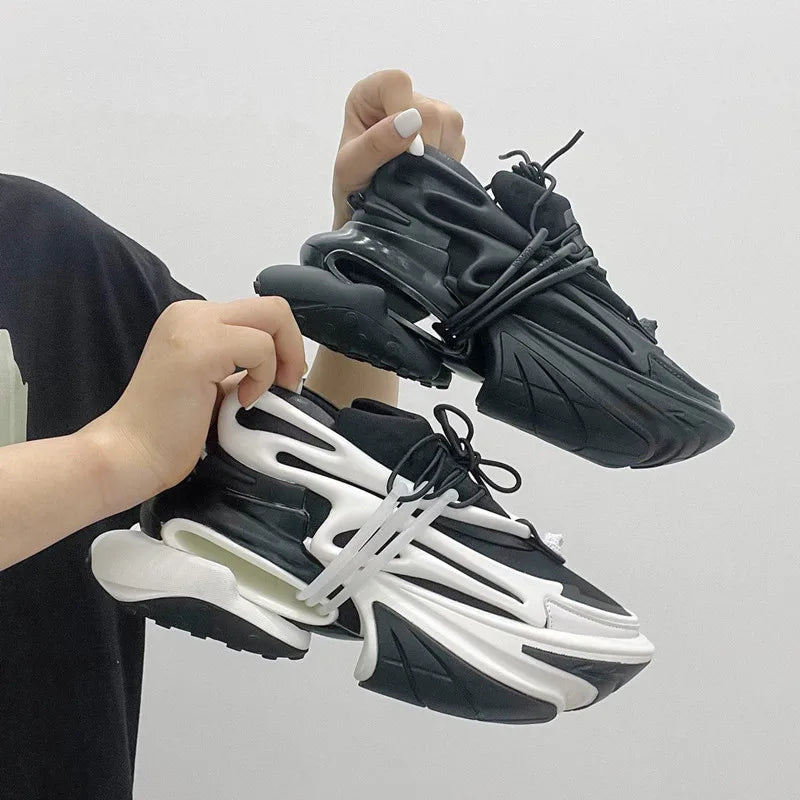 2025 mulheres tênis de plataforma fundo grosso rendas sapatos dedo do pé apontado confortável antiderrapante ao ar livre sapatos de marca para homem