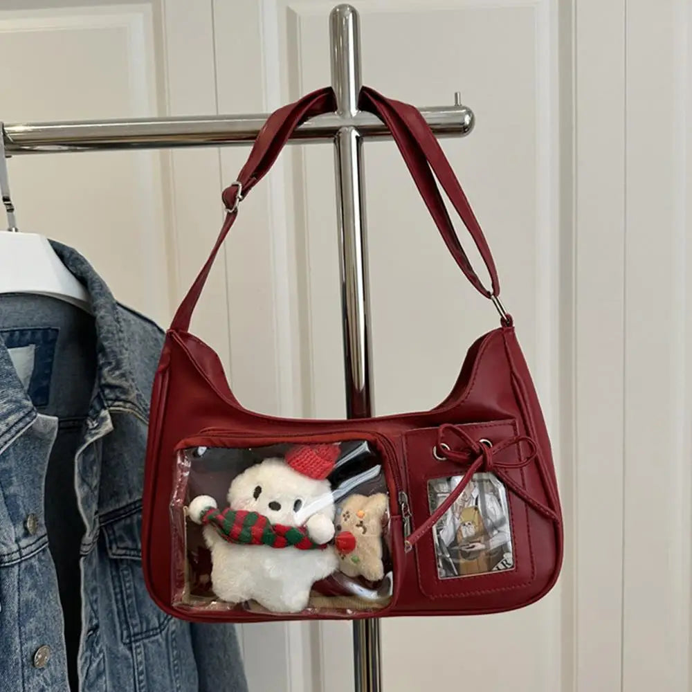 Y2k coreano transparente ita saco meninas doce lolita jk bolsa moda escola crossbody saco harajuku anime crachá exibição sacola