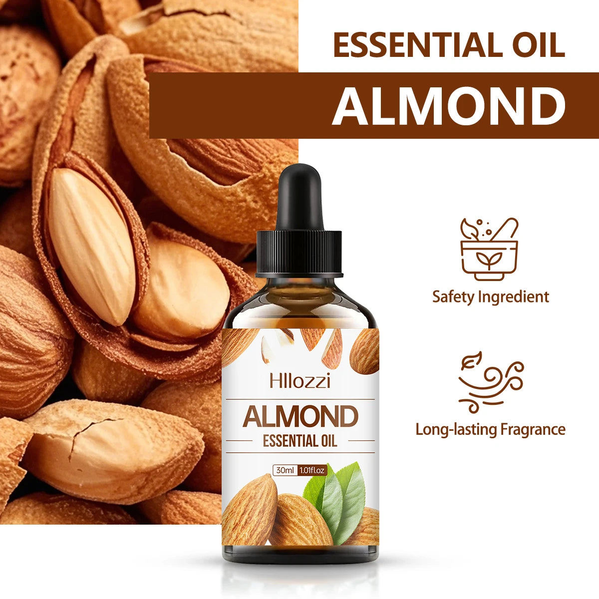 Óleo essencial de amêndoa 30ml, óleo transportador, óleo de cuidado, hidratante, aromaterapia, sabonete, umidificador