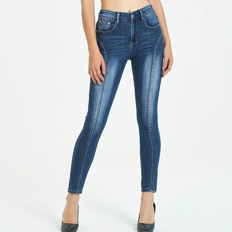 Calças Jeans Femininas Push Up, Calças Skinny de Denim, Moda 2026, Pantalones De Mujer, Pantalon Femme, Azul 2XL 3XL