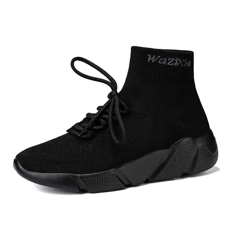 Mwy sapatos casuais masculinos tênis respirável rendas até meias de malha sapatos zapatillas hombre feminino esportes joggingshoes plus size 35-47