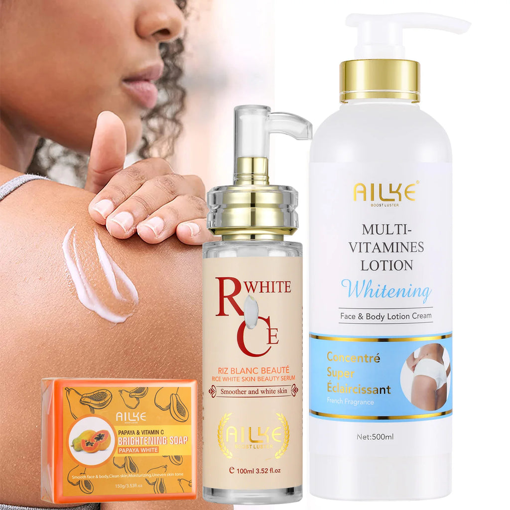AILKE Kit de cuidados com a pele com multivitamina natural, hidrata, tonificação uniforme, remove manchas escuras e brancas, pele limpa e lisa