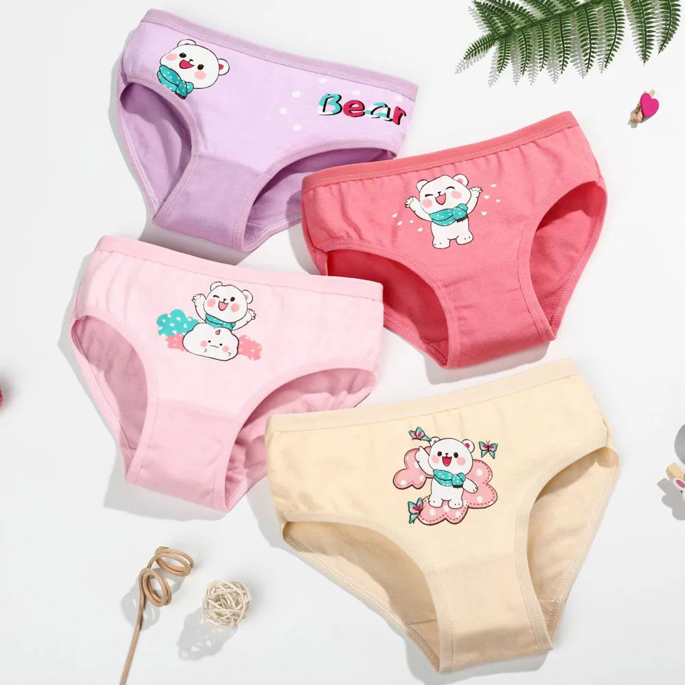 1/4/8/12 pçs crianças meninas conjuntos de calcinha algodão muito bonito dos desenhos animados unicórnio impressão criança roupa interior para menina criança boxer respirável