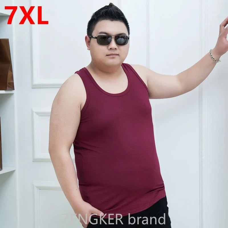 Regatas de musculação masculinas, camiseta modal sem mangas, colete tamanho grande, musculação, colete de suor, super grande, verão, 7XL, 6XL