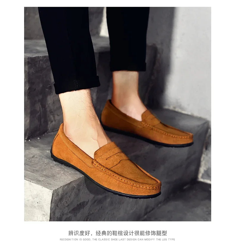 Couro do plutônio camurça de vaca sapatos masculinos marca luxo casual formal mocassins calçados preto masculino sapatos de condução hombres