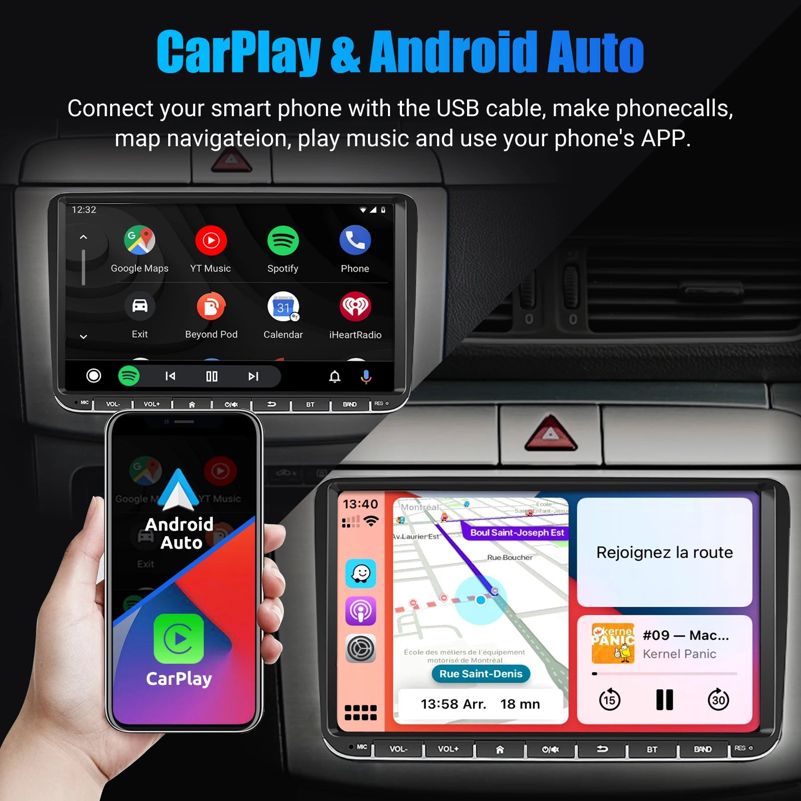 Essgoo 9 "android 14 4g + 64g Wireless  carplay carro estéreo gps navi wifi rds fm bt para vw golf 5 6 passat polo touran tiguan caddy eos