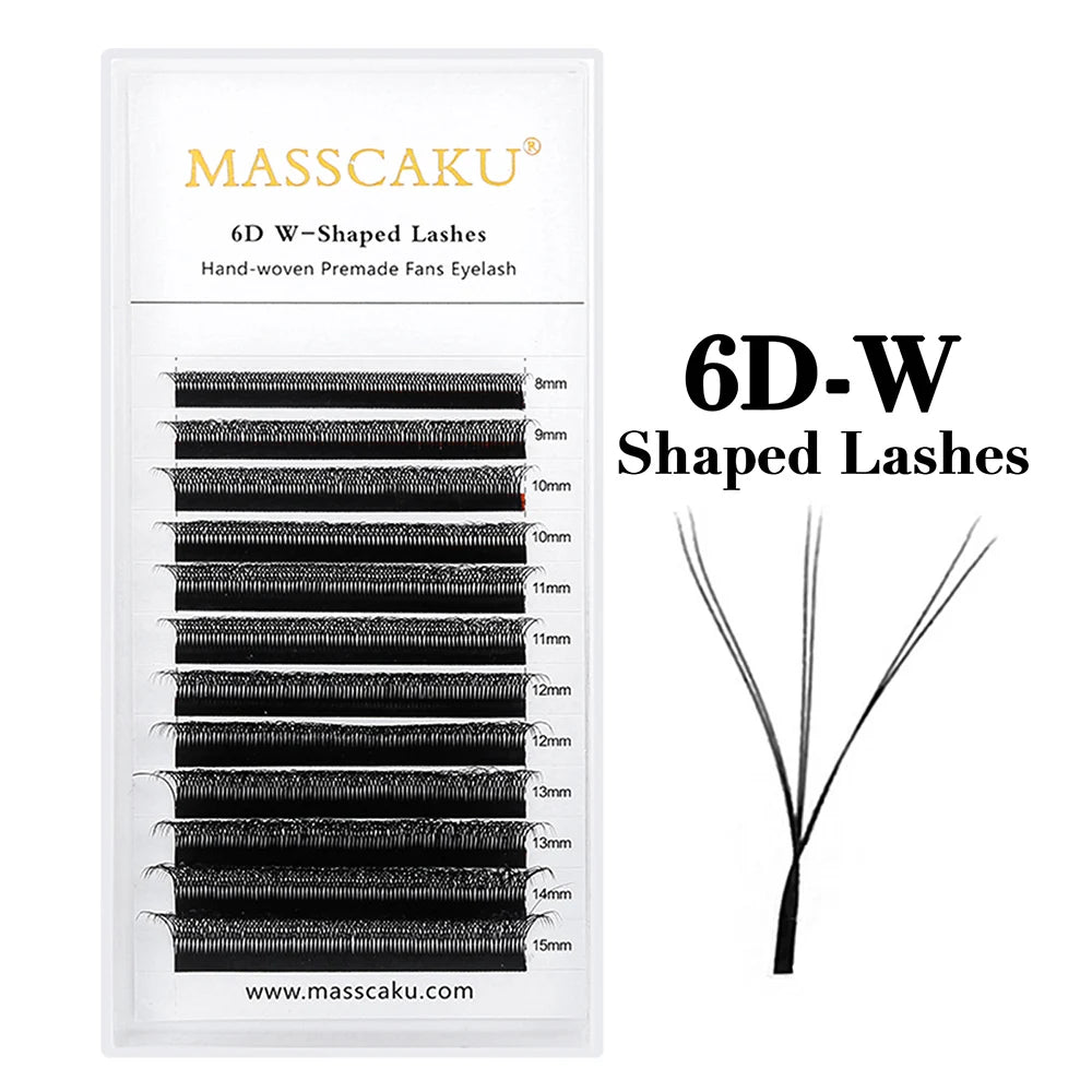Masscaku floração automática em forma de w, flor 3d 4d 5d 6d 7d 8d, fãs pré-fabricados, extensões de cílios naturais, macios, individuais