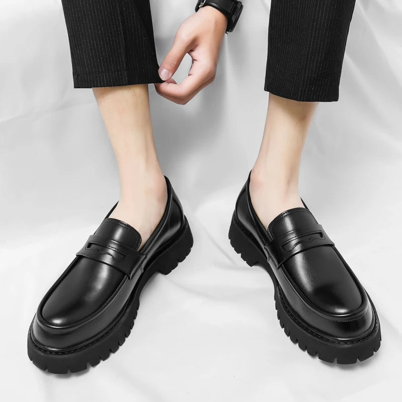 Plataforma de salto alto aumento de altura casual masculino sapato de couro patente oxfords sapatos de espuma mocassins casamento formal