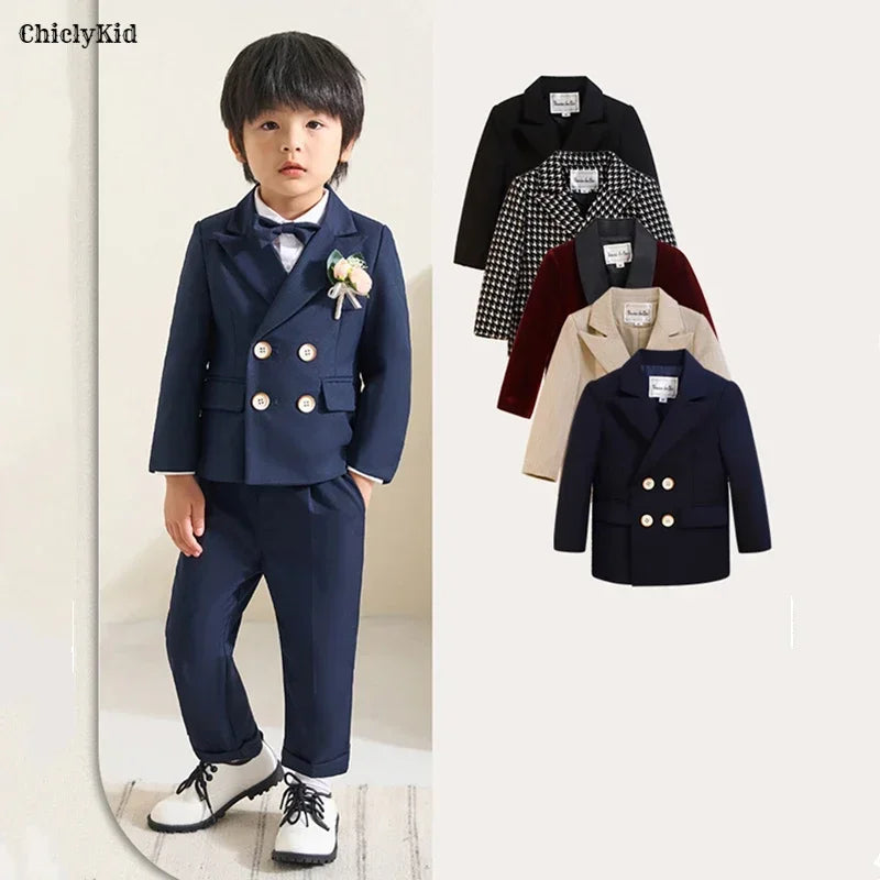 Meninos primavera outono terno jaqueta crianças festa blazers fraque topo crianças vestido formal casamento smoking desempenho casaco de manhã