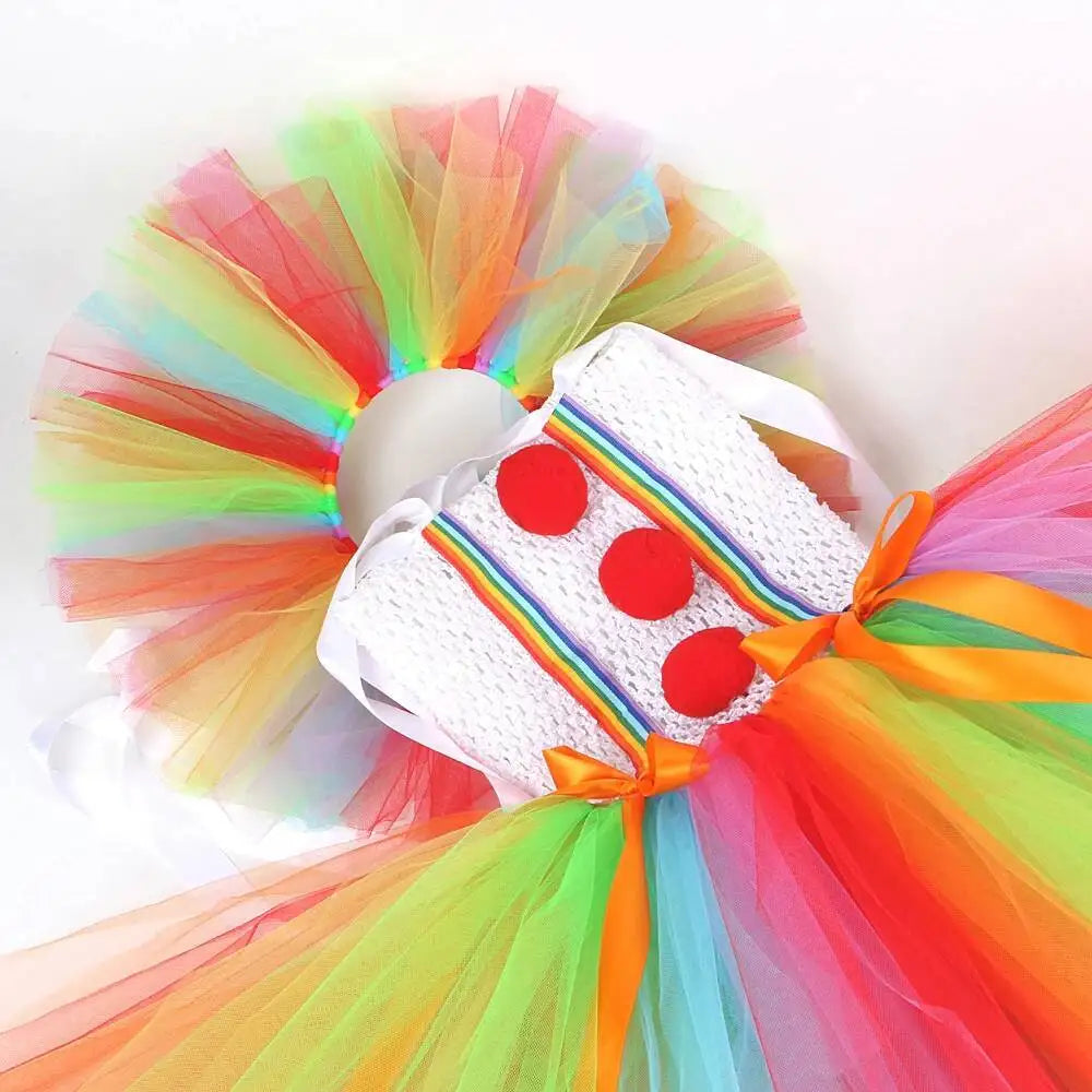 Arco-íris pennywise palhaço trajes para meninas palhaço de circo halloween tutu vestido para crianças coringa roupa crianças roupas de ano novo