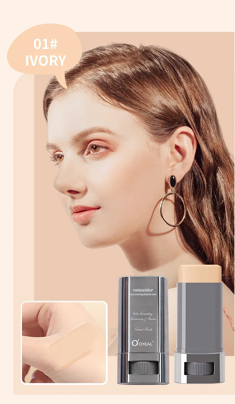 Bastão de Corretivo Líquido - Cobre Marcas de Acne, Olheiras, Tatuagens e Sardas, Base Cosmética de Cobertura Total para o Rosto