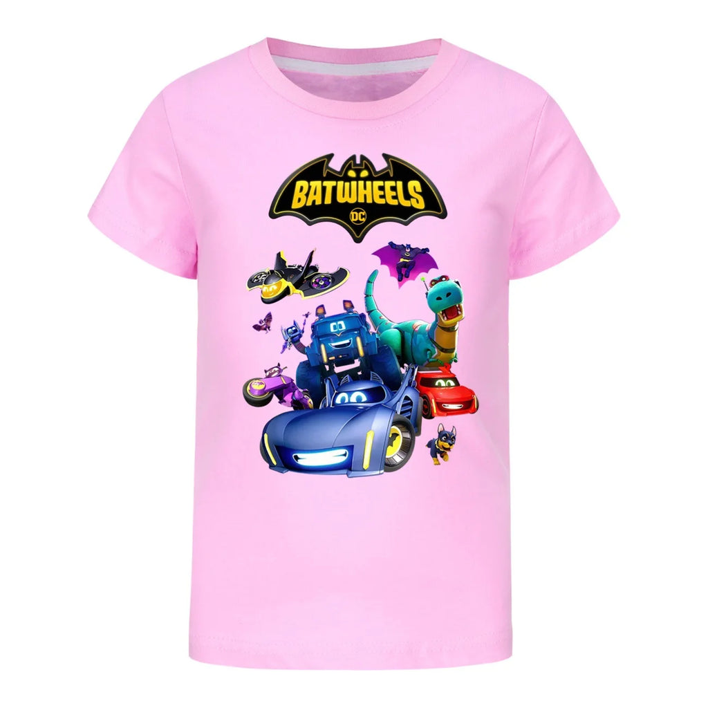 Engraçado batwheels manga curta crianças roupas camisetas verão crianças topos dos desenhos animados camisetas casuais de algodão meninos meninas clothes3057