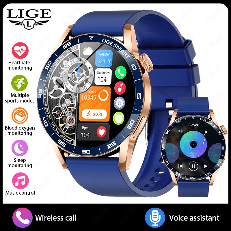 Relógio Inteligente LIGE 2026 com Chamadas de Voz para Homens, Tela HD de 1.38", IP68 à Prova D'água, Relógio Esportivo e Fitness, Novo Smartwatch para Homens e Mulheres, Compatível com Android e iOS