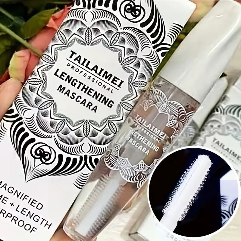 Rímel de alongamento transparente, rímel de alongamento de cílios nutritivo à prova d'água aprimorado 3D, de longa duração e à prova de manchas