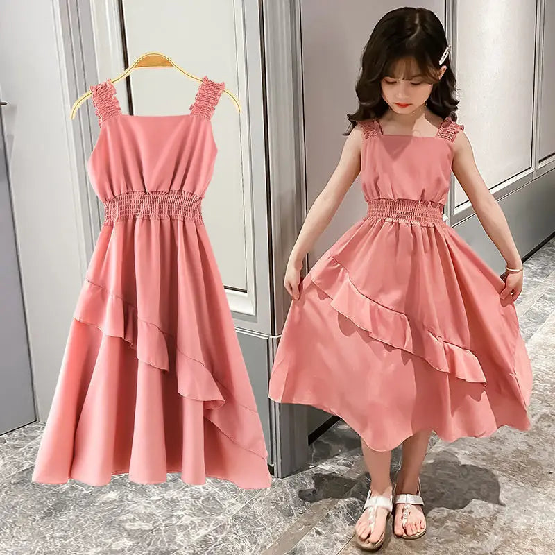 Vestidos de Festa Sem Mangas em Chiffon para Meninas, Estilo Princesa, para Crianças de 4 a 12 Anos