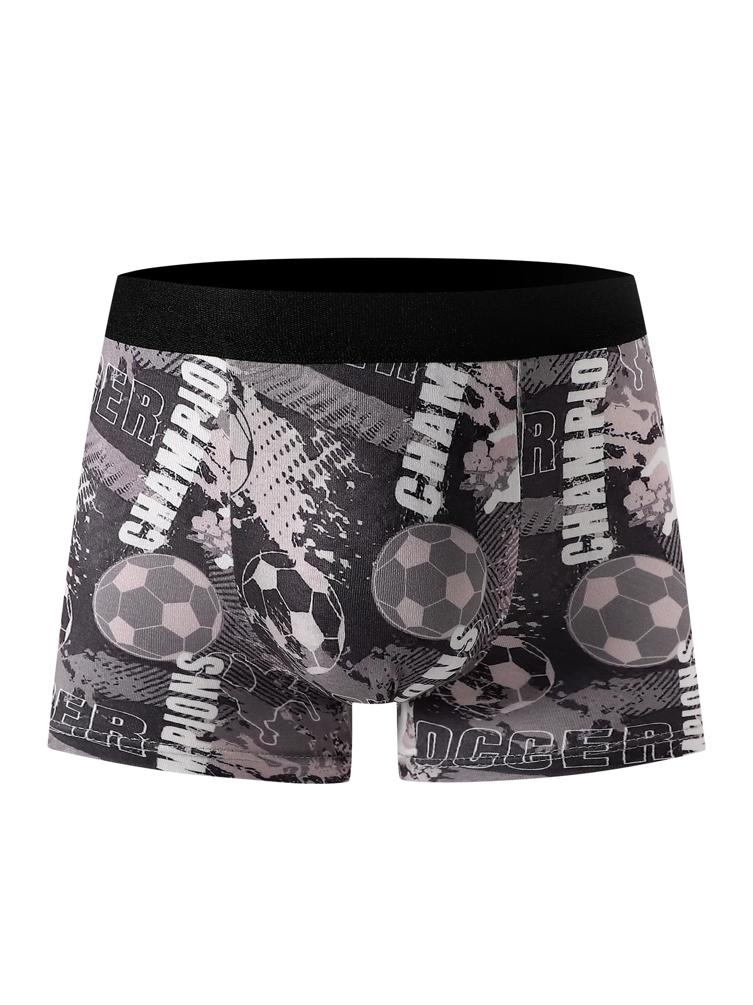 Conjunto Misto de 5 Peças de Cuecas Infantis com Estampa de Futebol, Macio e Confortável, Adequado para Alunos do Ensino Fundamental, Uso Casual em Casa e Esportes, para Crianças de 4 a 8 Anos