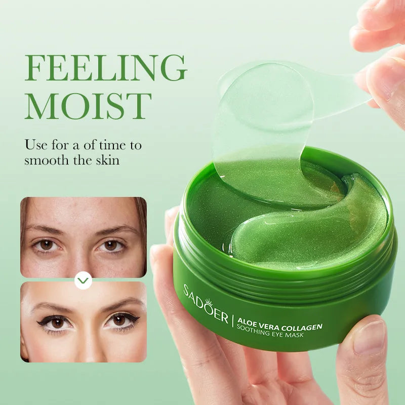 60 pçs/caixa aloe vera colágeno máscara de olho anti círculos escuros remover sacos de olhos hialurônico hidratante endurecimento remendos de olho cuidados com a pele