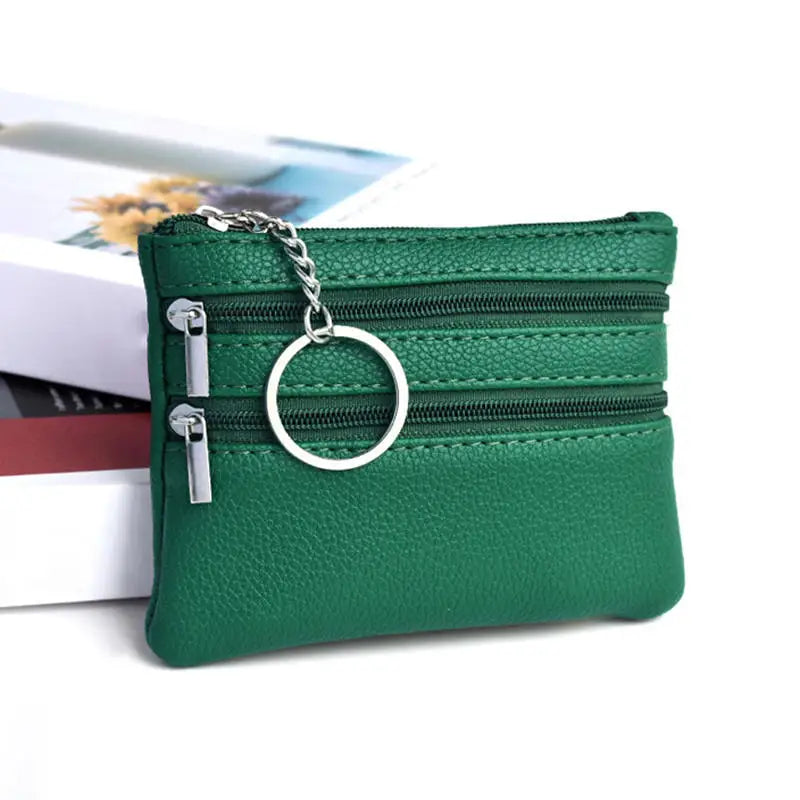 Bolsa de moedas de couro pu 2025 novo com chaveiro bolsa de bolso à prova d'água com zíper resistente ao desgaste porta-cartões de crédito masculino