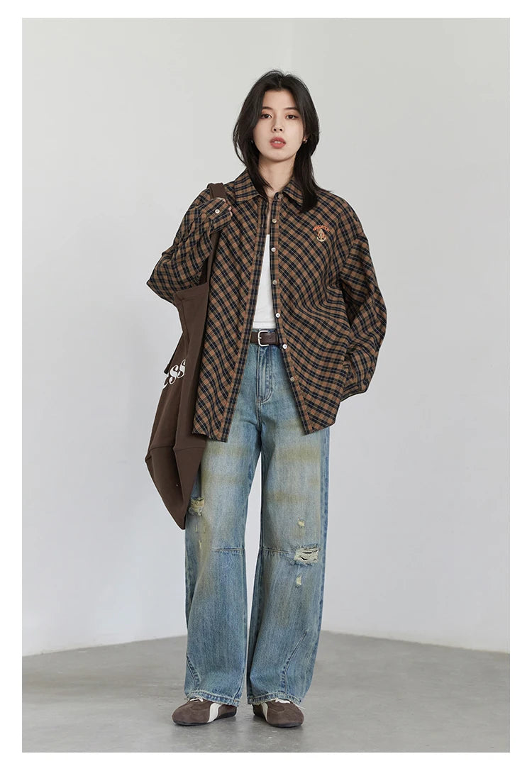 Chic ven retro calças de brim femininas soltas casuais nova cintura alta pernas largas denim calças femininas primavera outono 2025