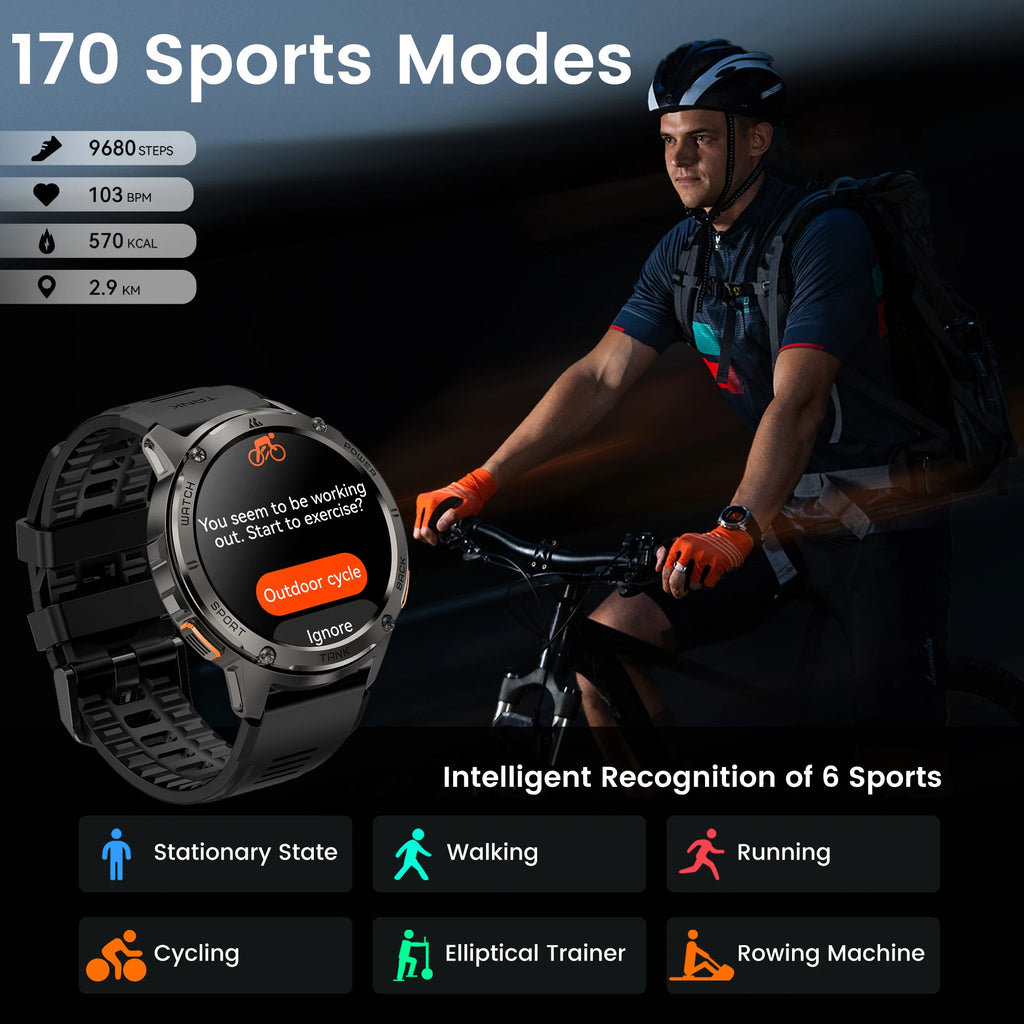 Original KOSPET TANK T3 Relógio Inteligente Para Homens Militar Smartwatch Mulheres Relógios de Fitness Digitais AMOLED AI Voz AOD Bluetooth