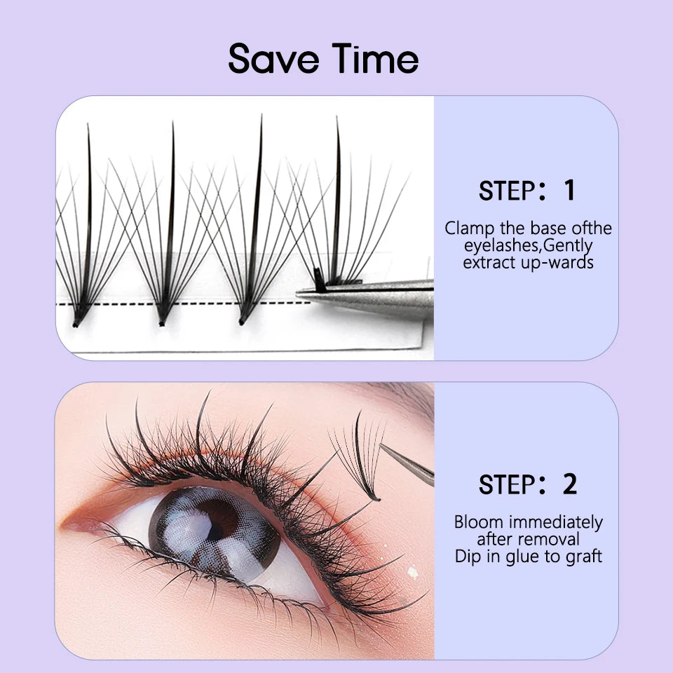 Aguud 3d/5d/7d/9d fino pré-fabricado fãs lash extensão pontiaguda base promade pico fãs cluster cílios volume russo lash extensão