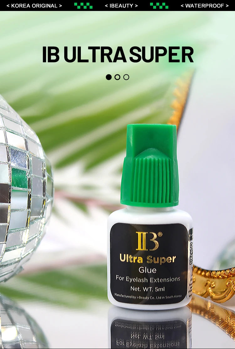 5 garrafas originais ibeauty ib ultra super cola para extensões de cílios 5ml coreia tampa verde lash cola ferramentas de maquiagem atacado