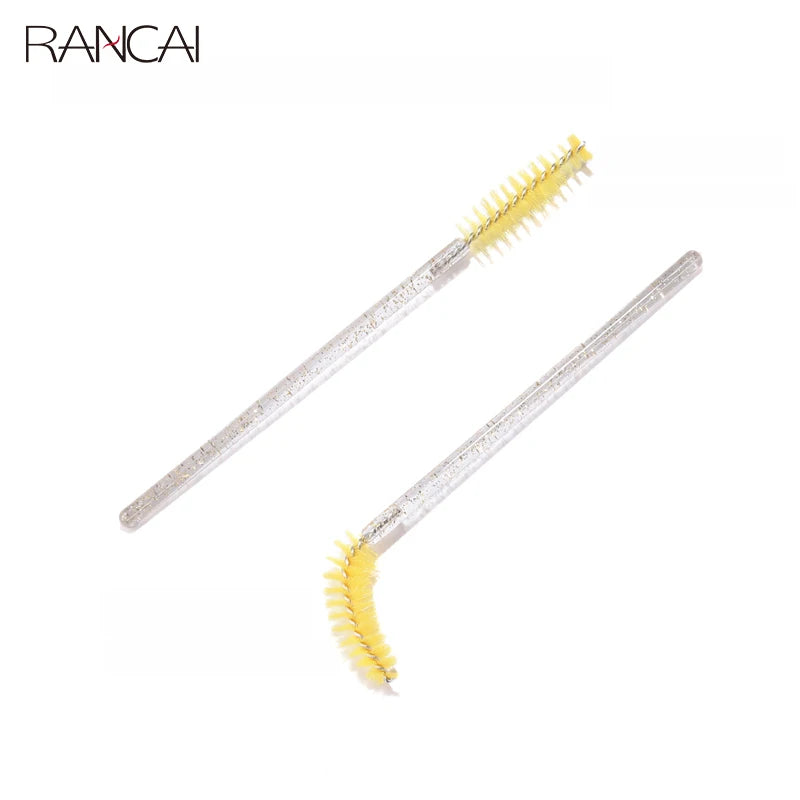 50 pçs pincéis de cílios descartáveis extensão cristal sobrancelha escova rímel varinha cílios conjunto de ferramentas cosméticas maquiagem beleza