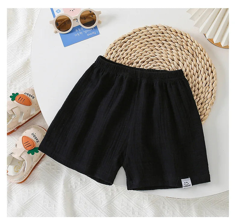 Moda algodão cor sólida crianças shorts infantil estilo coreano verão praia calças curtas inferior para crianças roupas meninas meninos 4-12y
