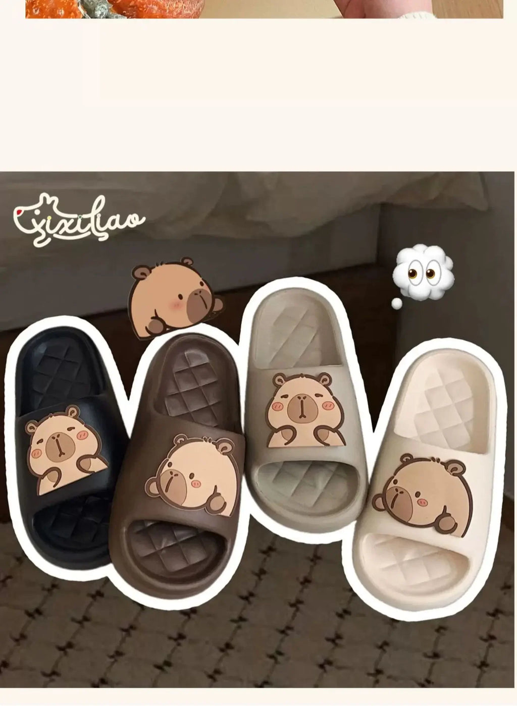 Capivara flip flops feminino chinelo kapibara bonito nuvem sandálias verão praia slides casa quarto sapatos kawai plana feminino eva
