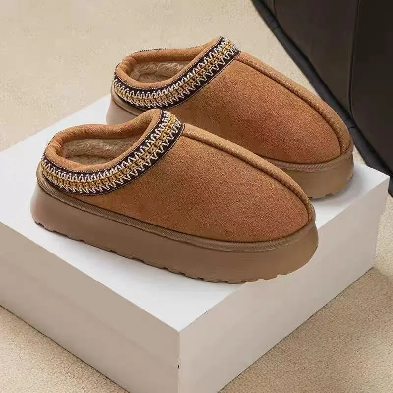2025 plataforma chinelos macios mulheres/homens casa apartamentos moda pelúcia sapatos de inverno senhoras casa elegante calçados casuais tamanho grande