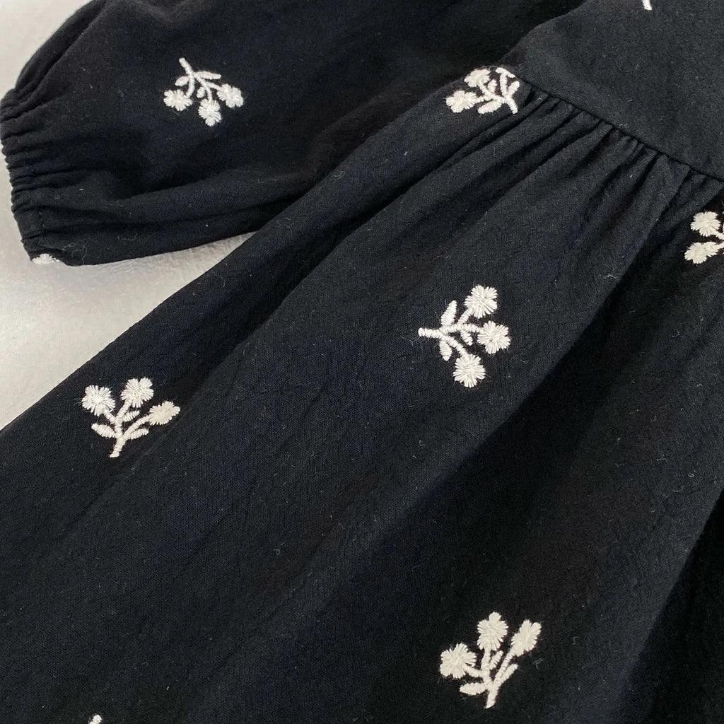 2026 nova primavera meninas vestido de princesa crianças estilo coreano bordado roupas 2-6yrs manga comprida algodão crianças vestido de festa