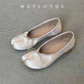 Sapatilhas Femininas de Cetim Rosa com Dedo Dividido, Estilo Ballet Tabi, Mocassins Slip-on e Alpargatas Casuais