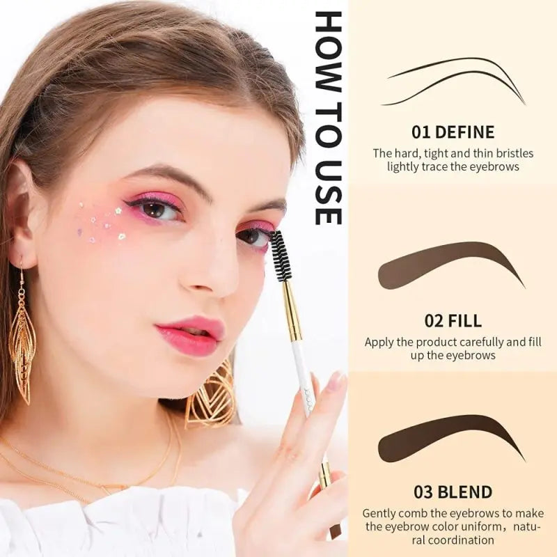 Docolor Pincel Profissional Duplo para Sobrancelhas e Delineador Angular – Design Preciso para Contorno Perfeito e Aplicação Suave – Vegano, Cruelty-Free e Ideal para Maquiagem de Olhos Impecável