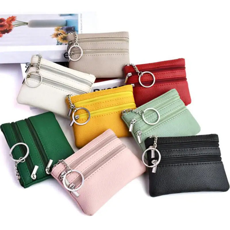 Bolsa de moedas de couro pu 2025 novo com chaveiro bolsa de bolso à prova d'água com zíper resistente ao desgaste porta-cartões de crédito masculino