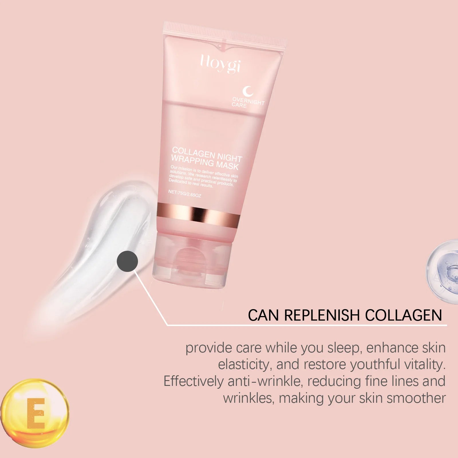 Ouhoe Máscara Peel Off de Colágeno com Pincel de Aplicação Anti Rugas Firmador Hidratante Fácil Descasque Todos os Tipos de Pele Não Irritante Limpo