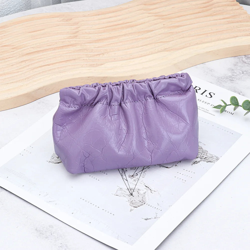 Carteira de couro genuíno das mulheres bolsa de moedas para senhoras clipe dinheiro bolso embreagem batom fone de ouvido bolsa de armazenamento bolsos
