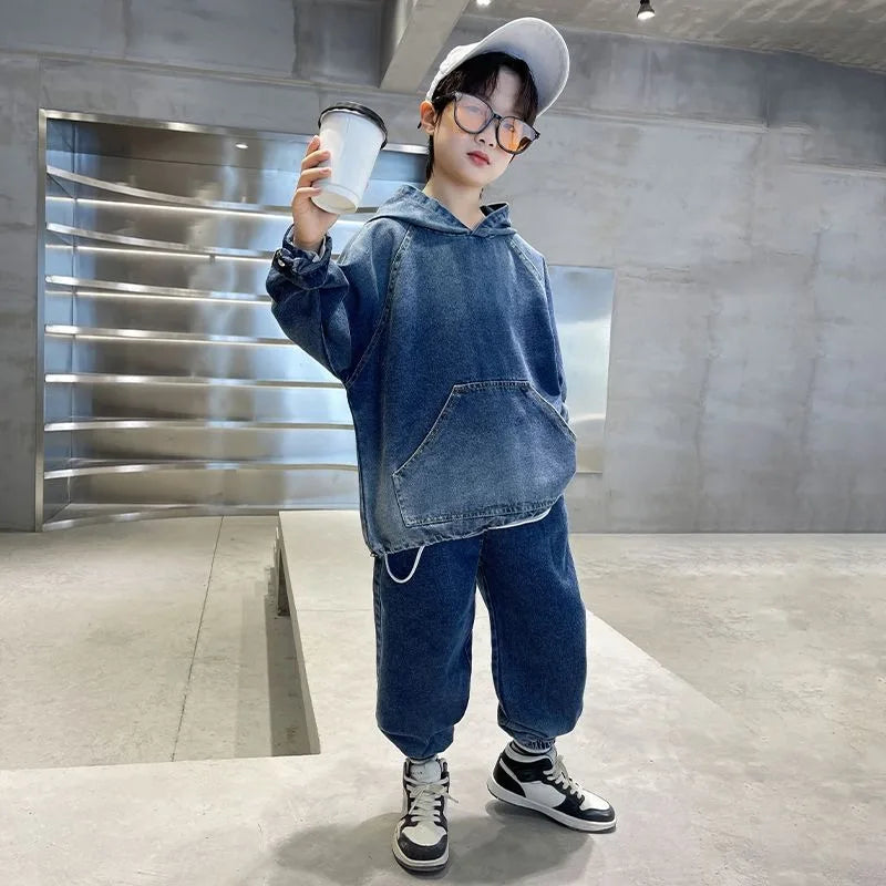 Hoodies conjunto meninos roupas ao ar livre crianças roupas 7 a 12 anos 8 outono inverno terno para menino roupa criança parte superior inferior