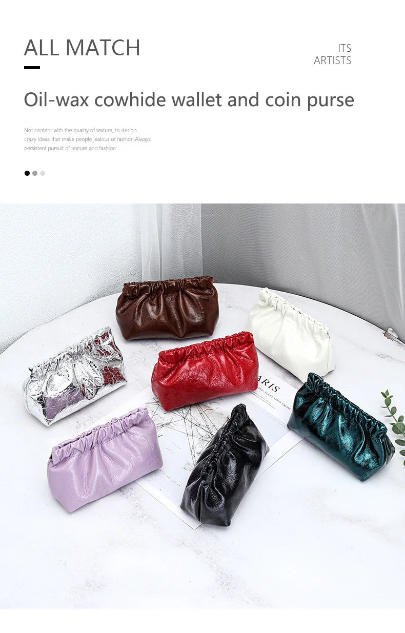 Carteira de couro genuíno das mulheres bolsa de moedas para senhoras clipe dinheiro bolso embreagem batom fone de ouvido bolsa de armazenamento bolsos