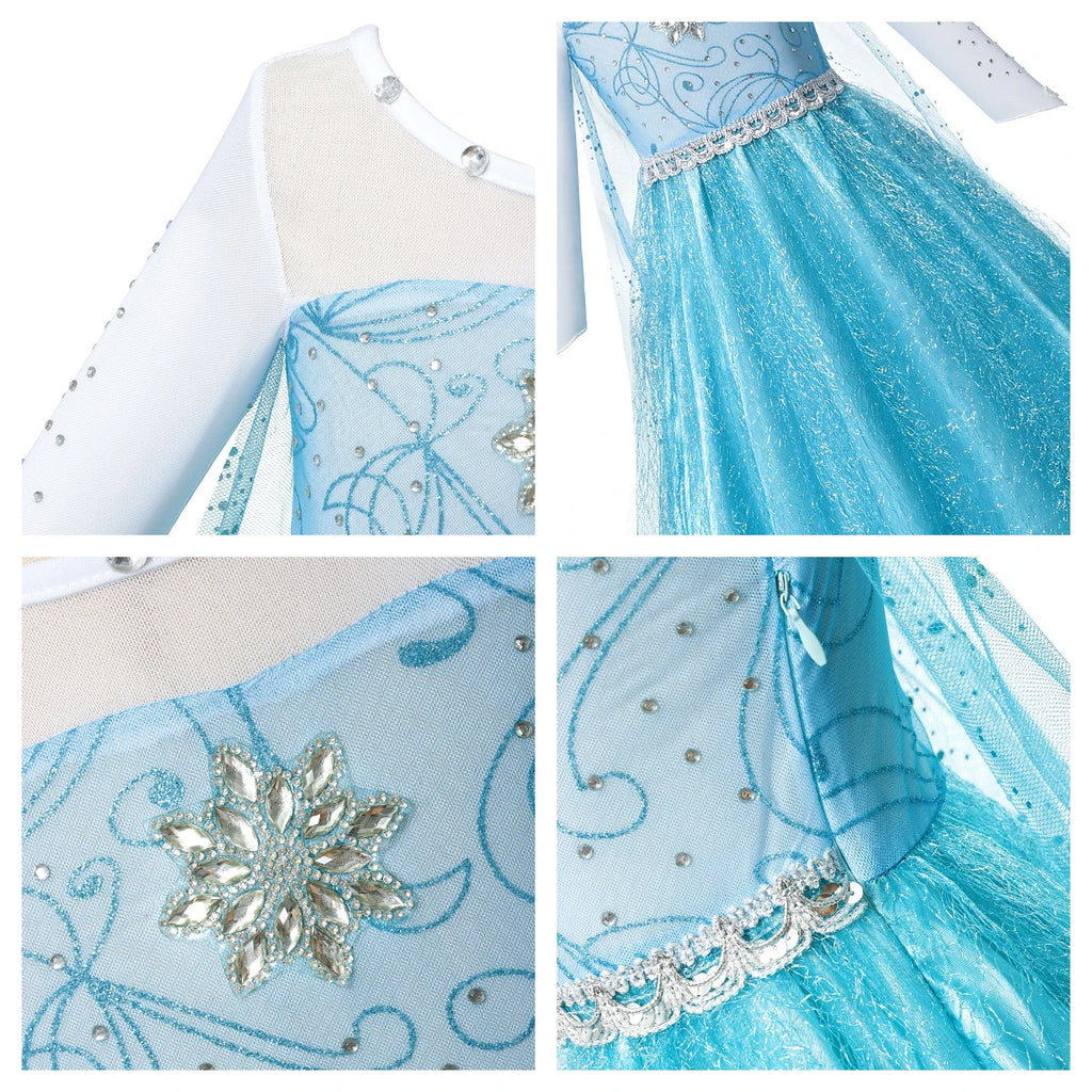 Menina cosplay neve rainha vestido outono inverno crianças elsa carnaval festa princesa traje crianças aniversário vestido de baile roupas 2-10t