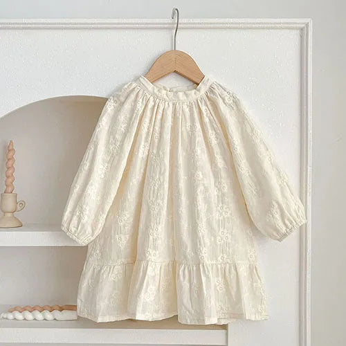 2025 nova primavera irmã vestido crianças roupas crianças vestidos de princesa manga comprida algodão bordado 1-6yrs bebê menina vestido de festa
