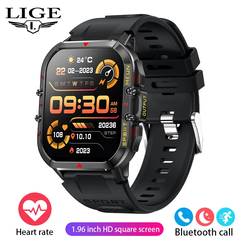 Lige 2025 relógio inteligente masculino esportes ao ar livre monitoramento de freqüência cardíaca ip68 à prova dip68 água relógios bluetooth chamada smartwatch para android ios