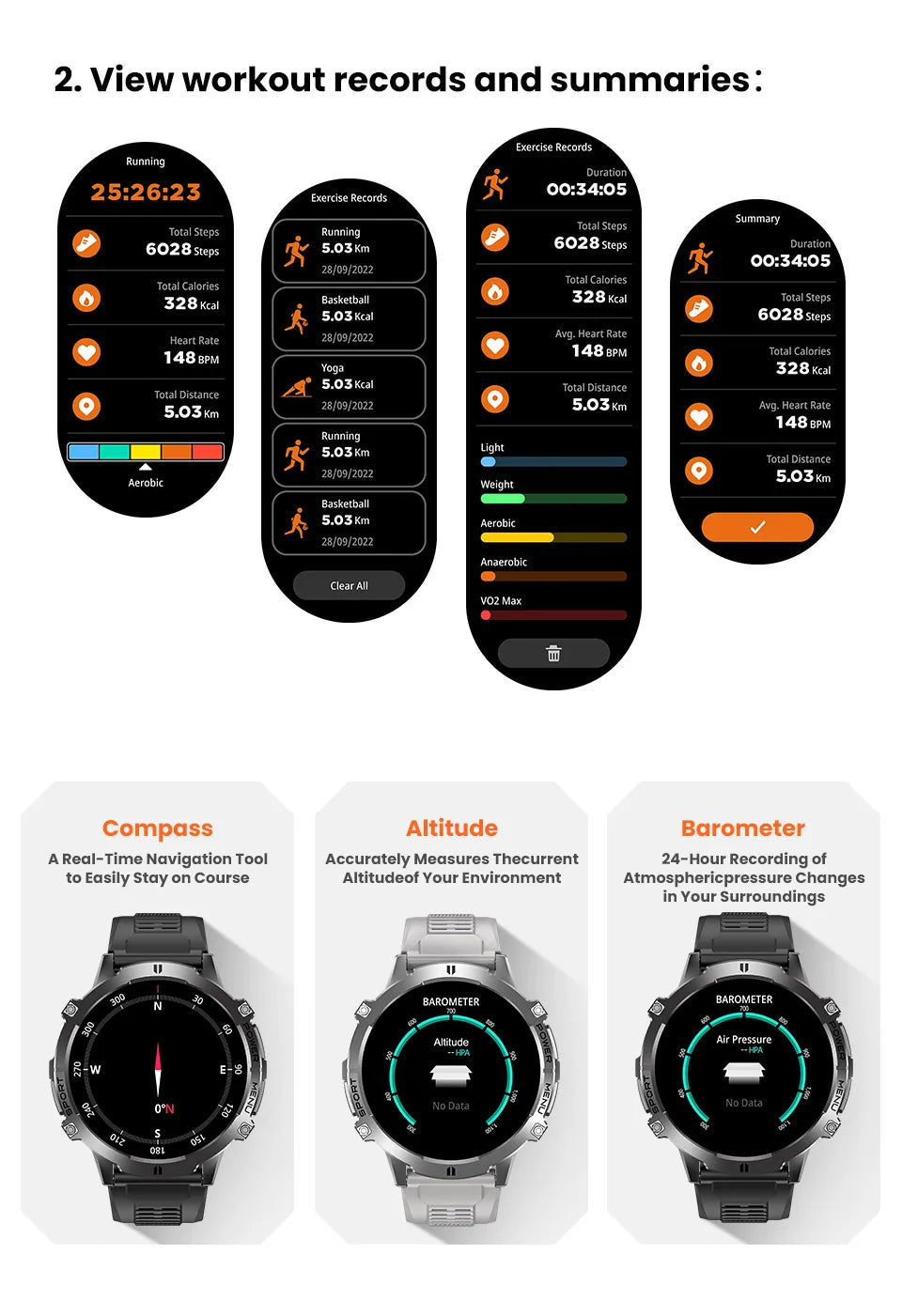 Relógio Inteligente Masculino T REX 3 com Tela AMOLED de 1.73", Bússola, Chamada BT, Resistente à Água 1ATM, Relógios Esportivos para Homens IOS Android 2026