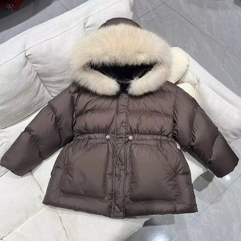 RAISE crianças meninas parkas engrossar quente crianças bebê meninas outerwear casaco 2-10 anos júnior meninas pele do falso com capuz jaquetas de inverno