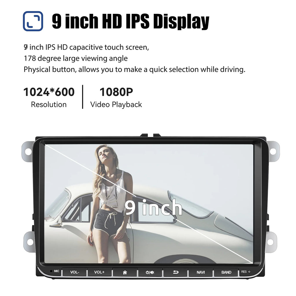 Essgoo 9 "android 14 4g + 64g Wireless  carplay carro estéreo gps navi wifi rds fm bt para vw golf 5 6 passat polo touran tiguan caddy eos