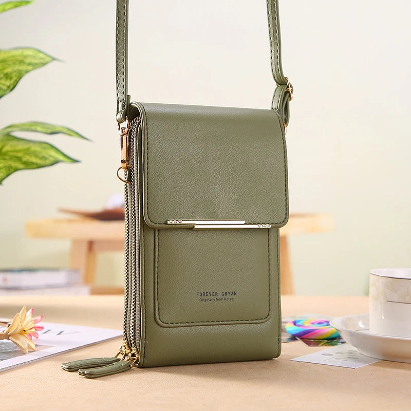 PU Leather Touch Screen Shoulder Bag para Mulheres, Feminino Crossbody Bolsas, Bolsa de telefone Bolsa de mão de grande capacidade, Drop Shipping, Novo
