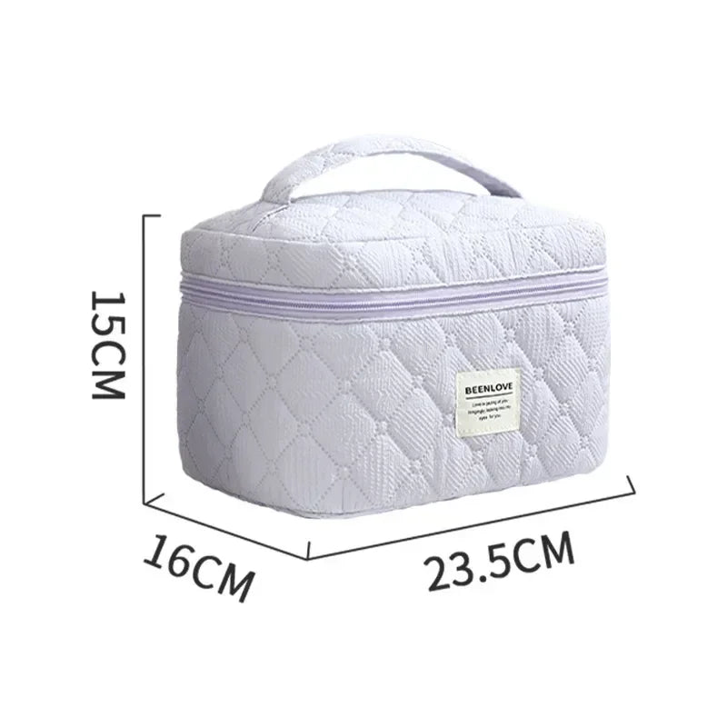 Conjunto de bolsa de maquiagem acolchoada bolsa de maquiagem feminina grande floral sacos de maquiagem bonito algodão bolsa cosmética viagem saco de armazenamento de produtos de higiene pessoal