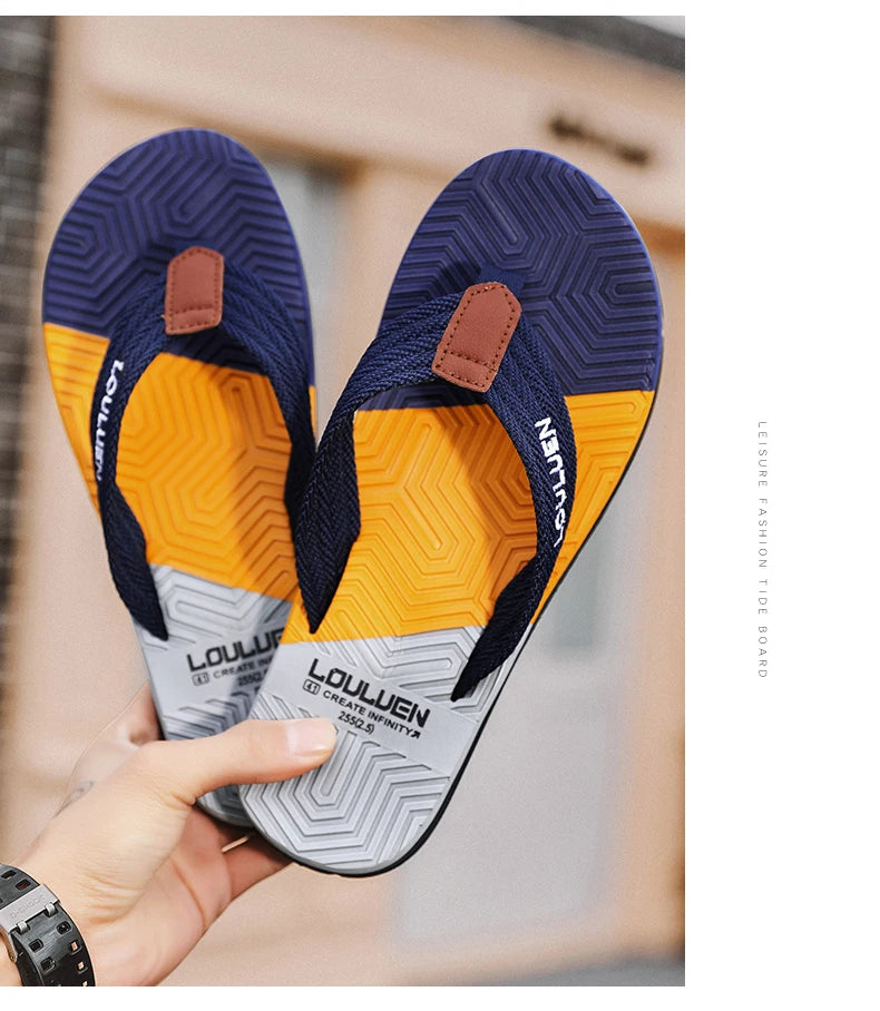 Chinelos de praia casual antiderrapante masculino, chinelos respiráveis, alta qualidade, moda ao ar livre, verão