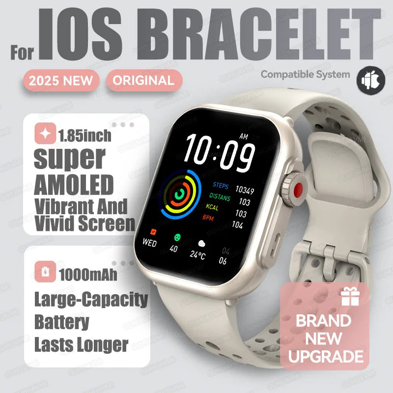2025new para xiaomi ios relógio ultra2 relógios inteligentes feminino 1000mah 1.85 "amoled tela de toque completa bt chamada senhoras moda smartwatch