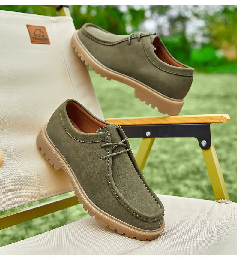 Sapatos casuais de couro mocassins clássicos masculinos rendas até derby sapatos retro workwear sapatos de alta qualidade ao ar livre sapato de caminhada de montanha