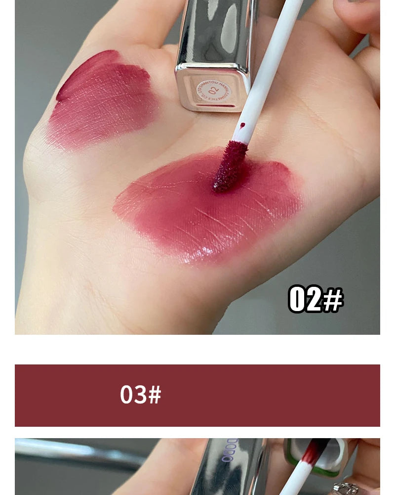 Punk roxo espelho água brilho labial tubo de prata vermelho lábio esmalte vidro óleo labial à prova dwaterproof água batom líquido nude claro matiz maquiagem 1pc